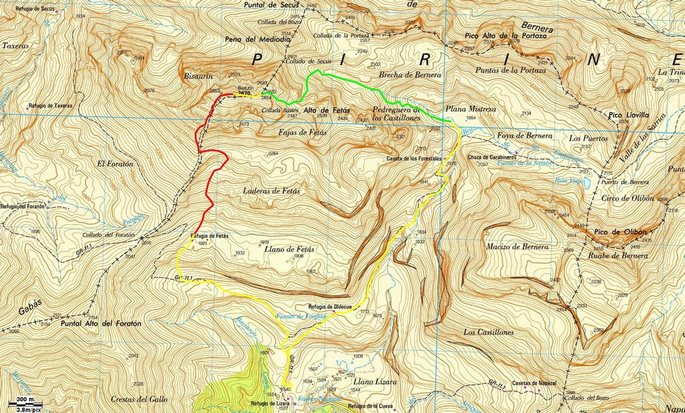 Mapa de la salida al Bisaurin